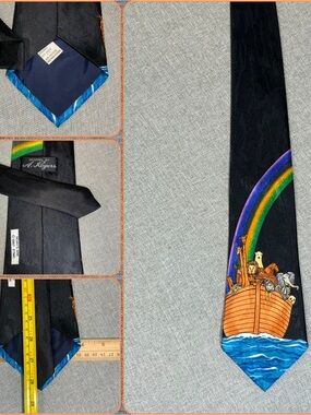 Vintage Noahs Ark Rainbow Novelty Tie A Rogers 1997 Bible Story